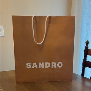 Sandro Shopper Bag - Brown with White Logo and Handles